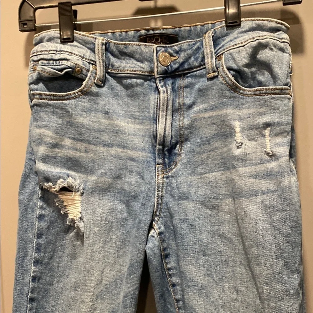 Rachel Roy Distressed Straight Leg Jeans 4 Mid Rise Denim - Picture 4 of 7